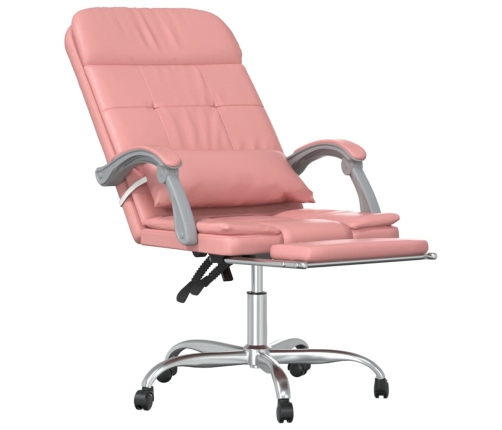 Silla de oficina reclinable masaje cuero sintético rosa