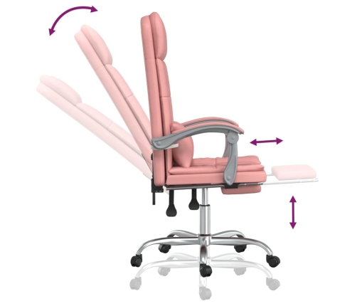 Silla de oficina reclinable masaje cuero sintético rosa