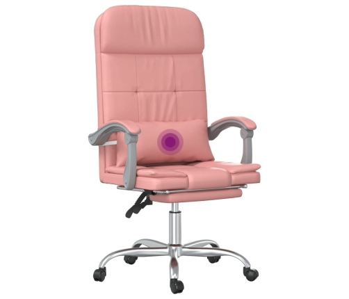 Silla de oficina reclinable masaje cuero sintético rosa