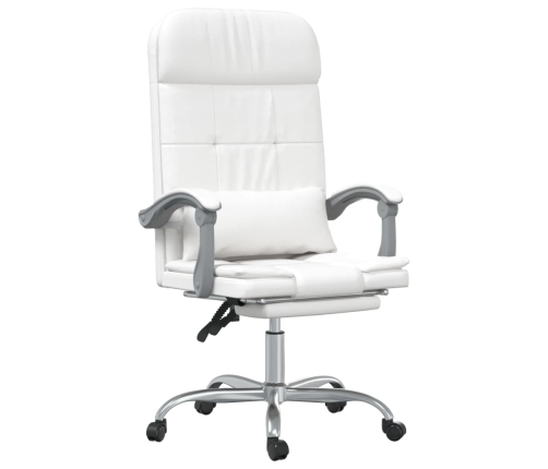 Silla de oficina reclinable masaje cuero sintético blanco