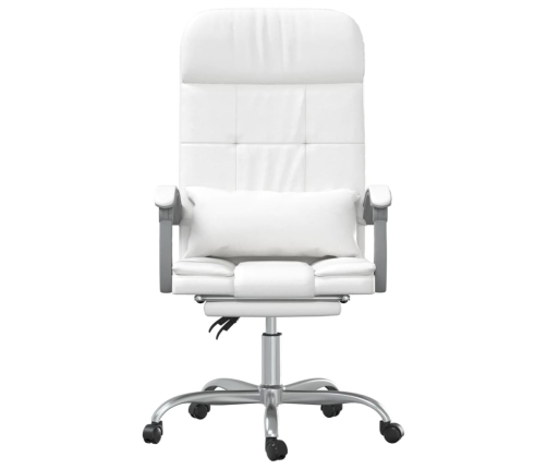 Silla de oficina reclinable masaje cuero sintético blanco