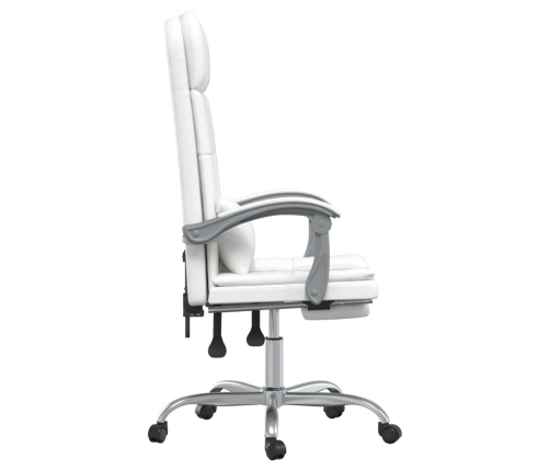 Silla de oficina reclinable masaje cuero sintético blanco