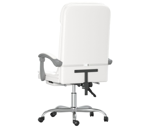 Silla de oficina reclinable masaje cuero sintético blanco