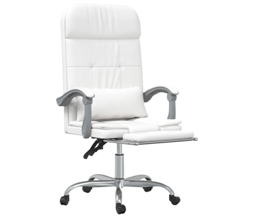 Silla de oficina reclinable masaje cuero sintético blanco