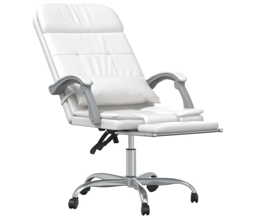 Silla de oficina reclinable masaje cuero sintético blanco