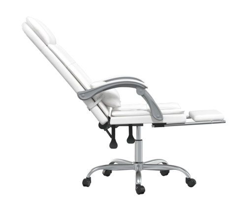 Silla de oficina reclinable masaje cuero sintético blanco