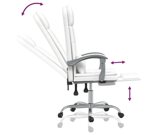 Silla de oficina reclinable masaje cuero sintético blanco