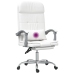 Silla de oficina reclinable masaje cuero sintético blanco