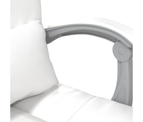 Silla de oficina reclinable masaje cuero sintético blanco