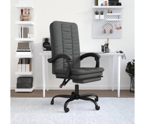 Silla de oficina reclinable de tela gris oscuro