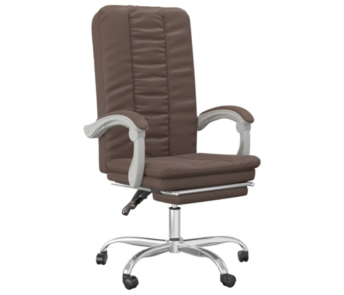 Silla de oficina reclinable cuero sintético marrón