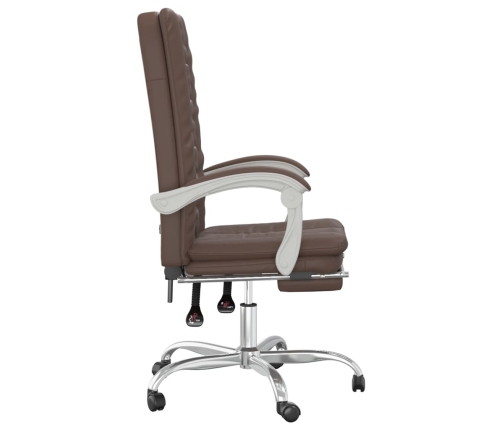 Silla de oficina reclinable cuero sintético marrón