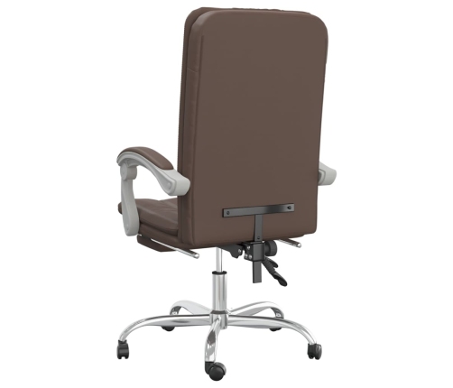 Silla de oficina reclinable cuero sintético marrón