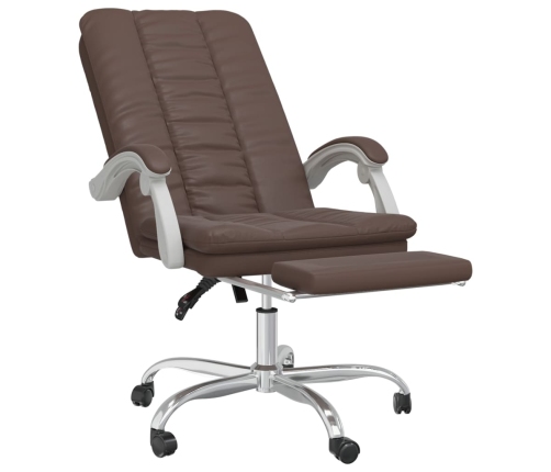 Silla de oficina reclinable cuero sintético marrón