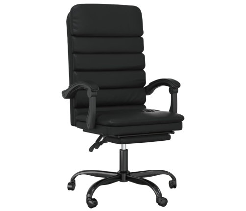 Silla de oficina reclinable masaje cuero sintético negro