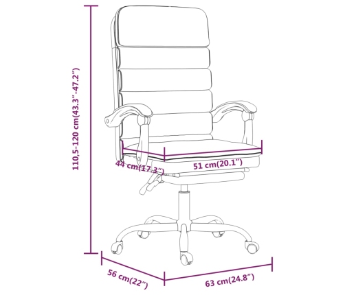 Silla de oficina reclinable masaje cuero sintético negro