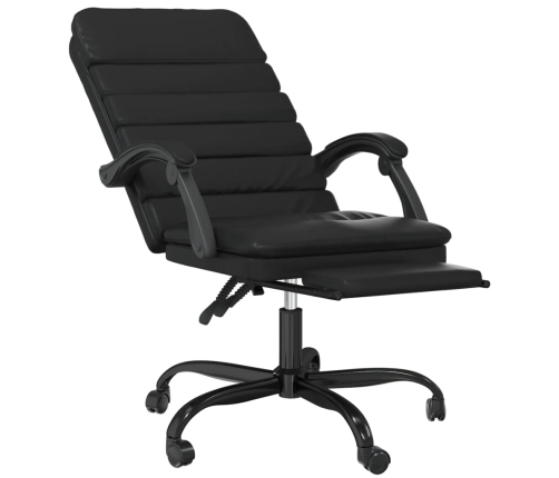 Silla de oficina reclinable masaje cuero sintético negro