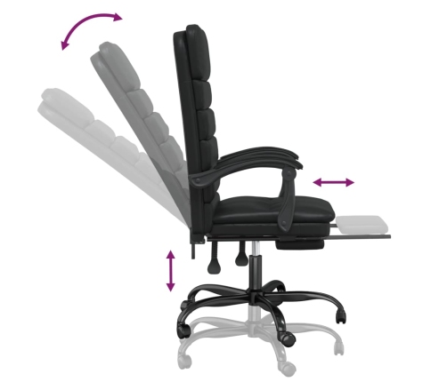 Silla de oficina reclinable masaje cuero sintético negro