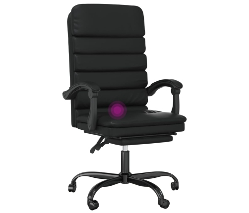 Silla de oficina reclinable masaje cuero sintético negro