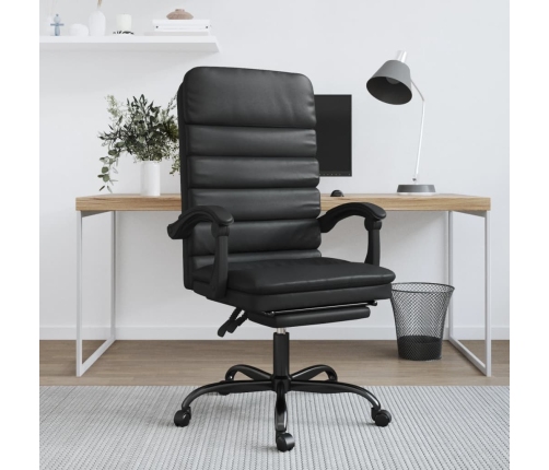 Silla de oficina reclinable masaje cuero sintético negro