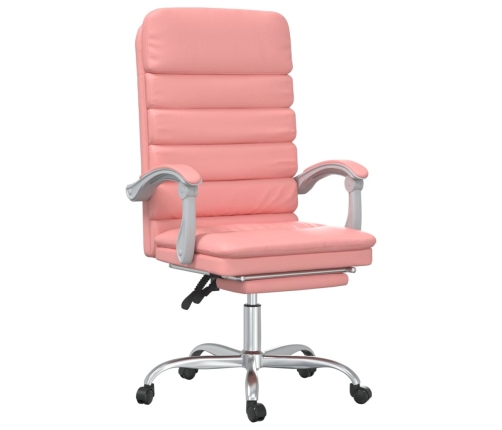 Silla de oficina reclinable masaje cuero sintético rosa