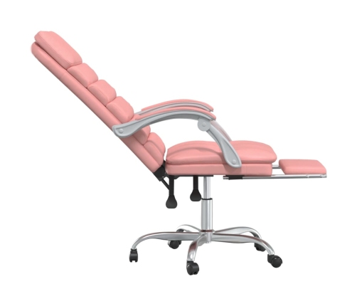 Silla de oficina reclinable masaje cuero sintético rosa