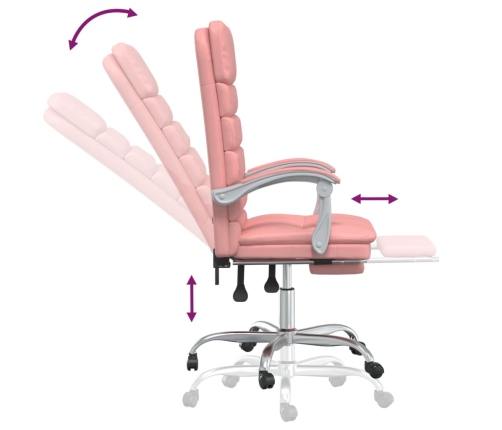 Silla de oficina reclinable masaje cuero sintético rosa