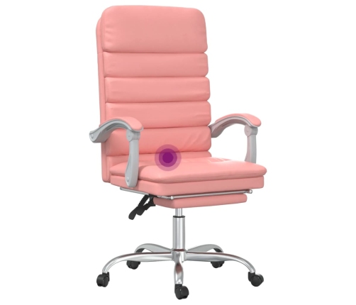 Silla de oficina reclinable masaje cuero sintético rosa