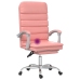 Silla de oficina reclinable masaje cuero sintético rosa