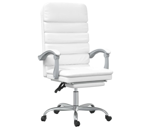 Silla de oficina reclinable masaje cuero sintético blanco