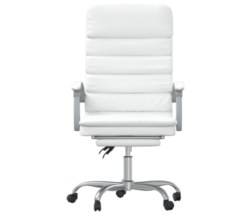 Silla de oficina reclinable masaje cuero sintético blanco