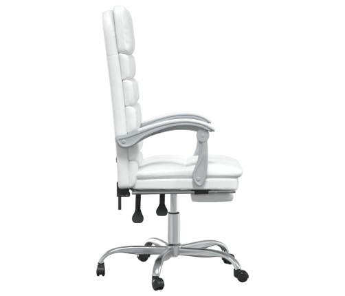 Silla de oficina reclinable masaje cuero sintético blanco