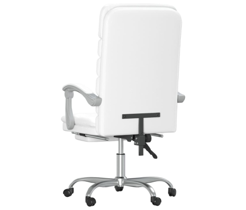 Silla de oficina reclinable masaje cuero sintético blanco