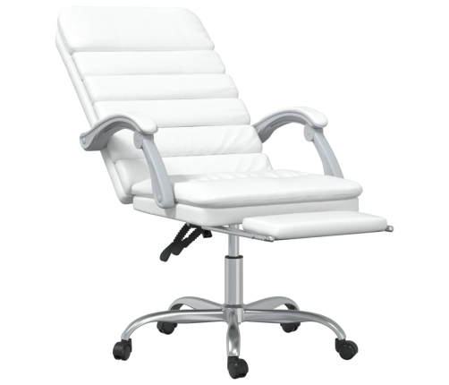 Silla de oficina reclinable masaje cuero sintético blanco