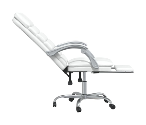 Silla de oficina reclinable masaje cuero sintético blanco