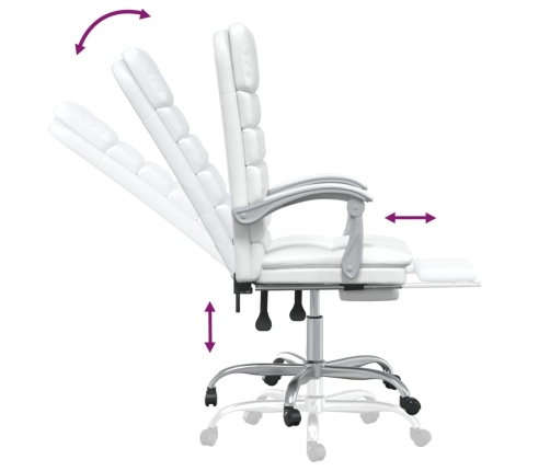 Silla de oficina reclinable masaje cuero sintético blanco