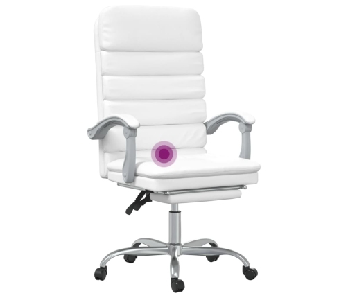 Silla de oficina reclinable masaje cuero sintético blanco