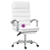 Silla de oficina reclinable masaje cuero sintético blanco