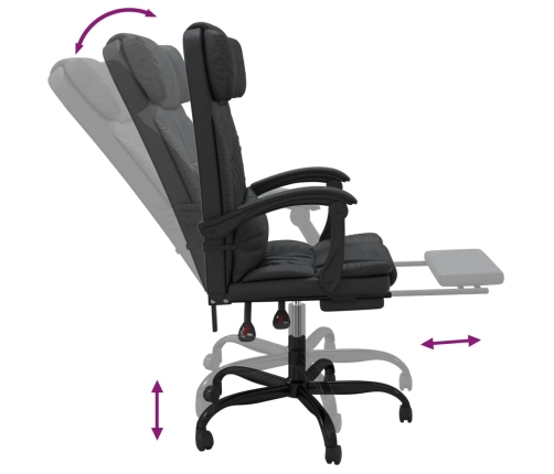 Silla de oficina reclinable cuero sintético negro