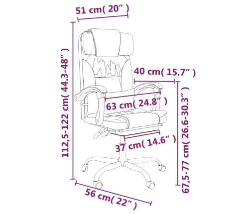 Silla de oficina reclinable cuero sintético negro