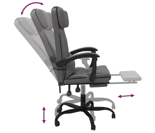 Silla de oficina reclinable cuero sintético gris