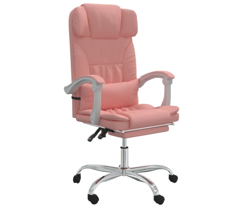 Silla de oficina reclinable cuero sintético rosa