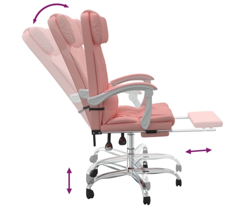 Silla de oficina reclinable cuero sintético rosa