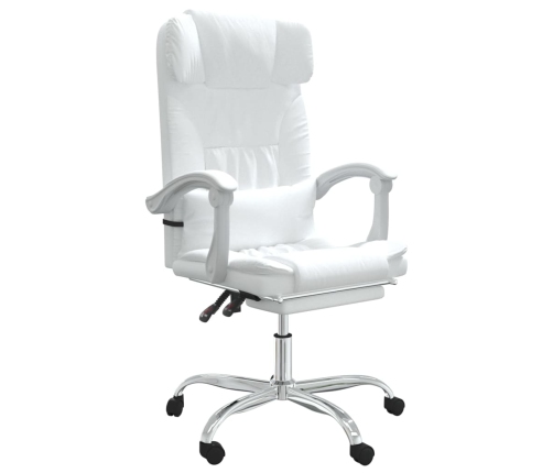 Silla de oficina reclinable cuero sintético blanco