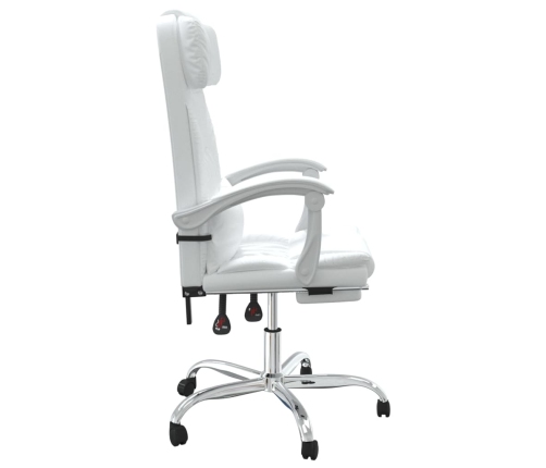 Silla de oficina reclinable cuero sintético blanco