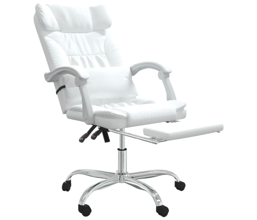 Silla de oficina reclinable cuero sintético blanco