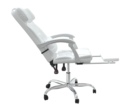 Silla de oficina reclinable cuero sintético blanco