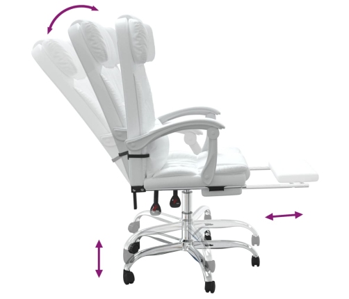 Silla de oficina reclinable cuero sintético blanco