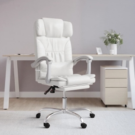 Silla de oficina reclinable cuero sintético blanco