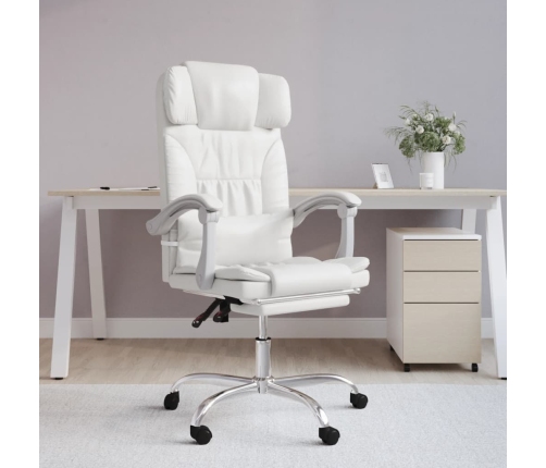 Silla de oficina reclinable cuero sintético blanco